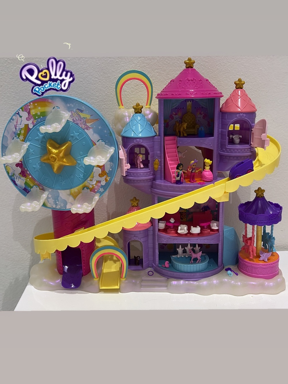Polly Pocket Rainbow Funland Theme Park Playset Star Wheel Mattel & micro dolls